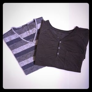 Two mens T-shirts, 1 short, 1 long sleeve size L